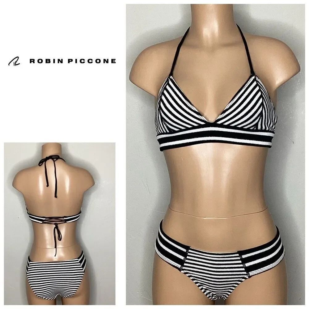 New. Robin Piccone stripe with metallic bikini set. XS. Retails $210